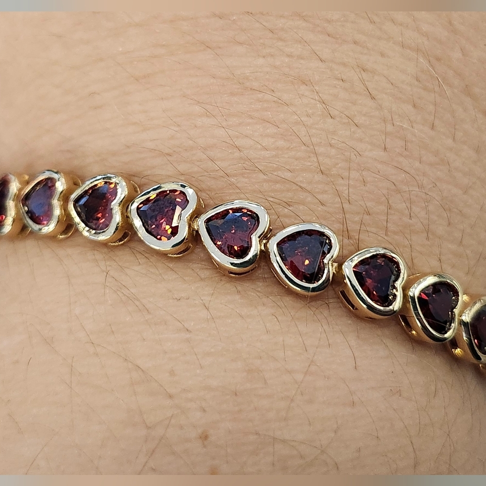 NWT Givenchy Gold-Tone Crystal Stone Red Heart Flex Bracelet